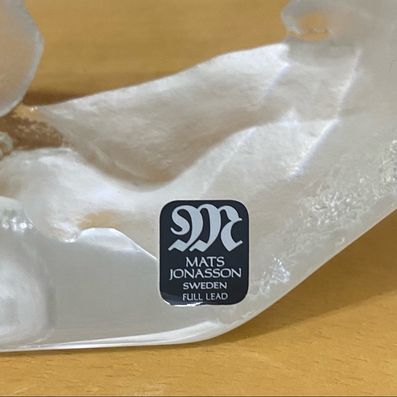 Mats Jonasson Sweden Full Lead Crystal Clear Polar Bear Signed Paperweight - Picture 12 of 12